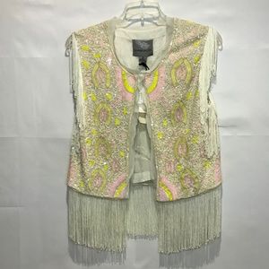 Anthropologie Summer Of Love Bead Sequin Vest XL